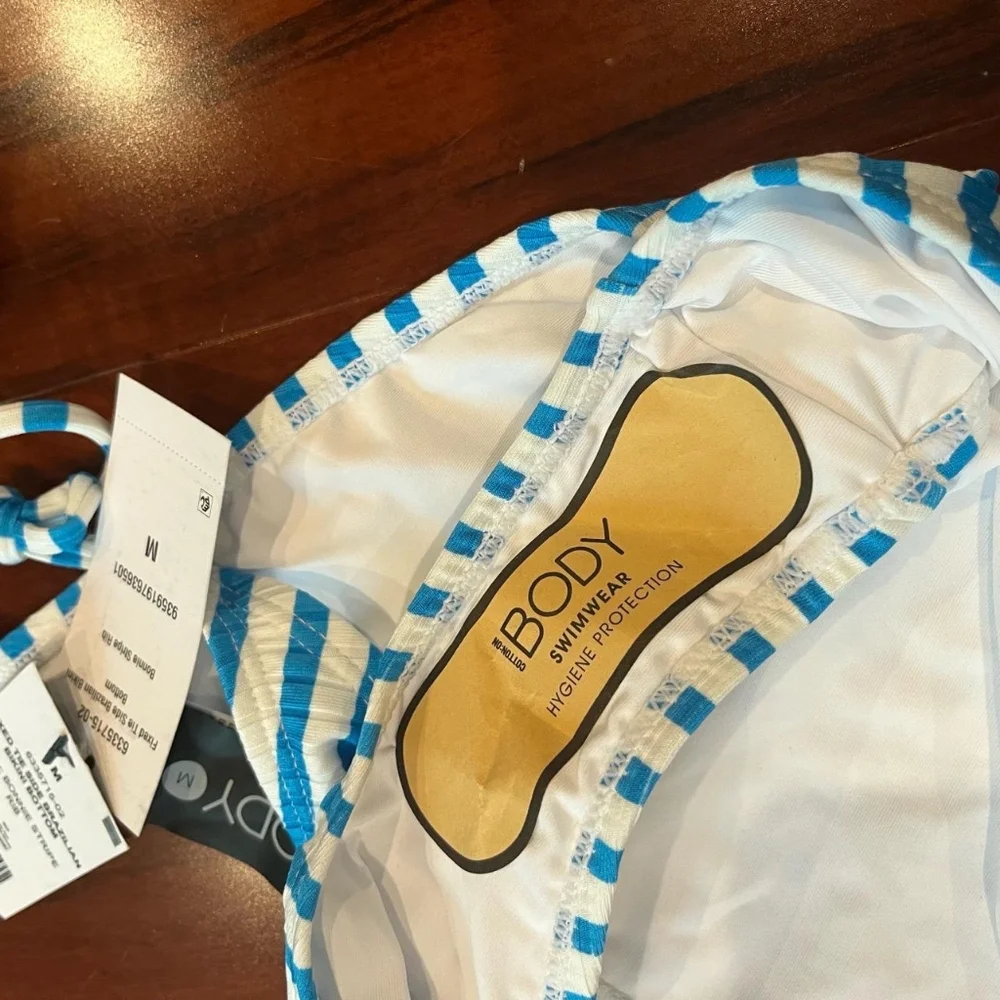 Blue and White Striped Bikini Set - Picture 4 of 5